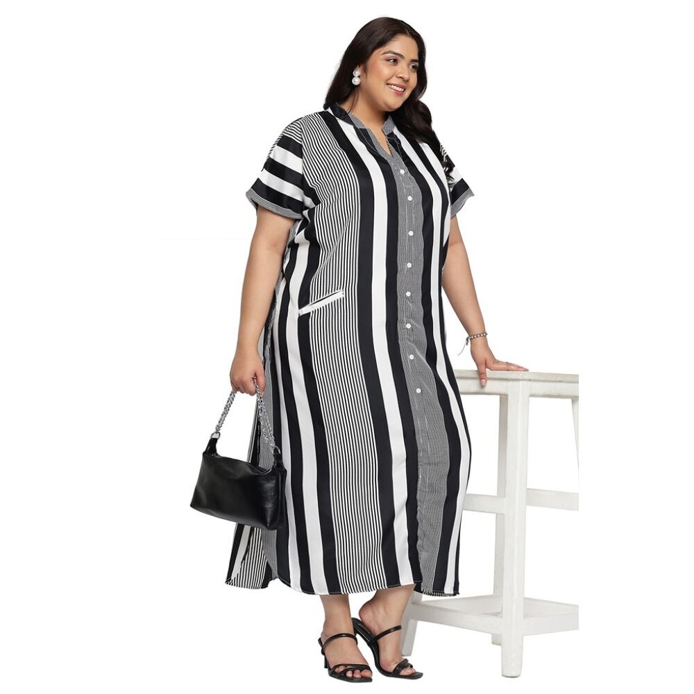 Gypsie Blu Women Button Down Plus Size Kaftan Dress Side Slit Maxi for Partywear - Picture 9 of 9